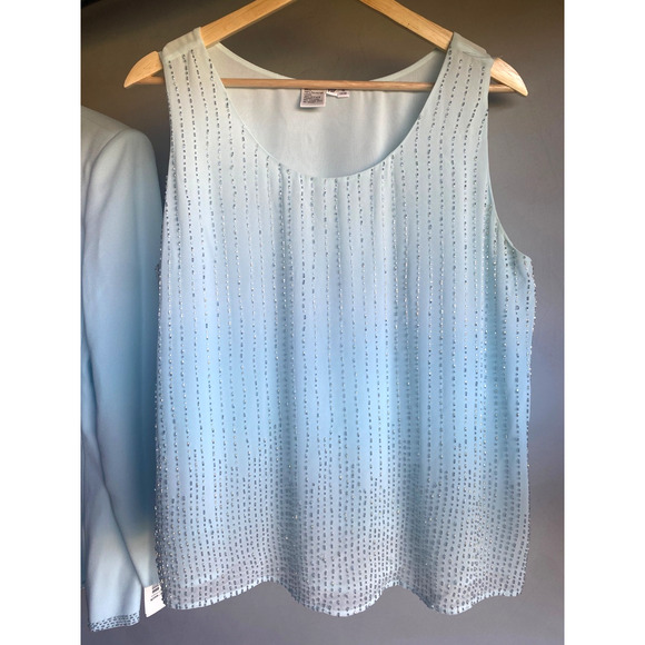 Chantelle Suit 3 Piece Suit 14P Powder Blue with Embellishment NWT - Picture 7 of 13